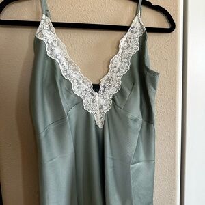 Animari Silk-Feel Sage Green Lace-Trim Slip Tank